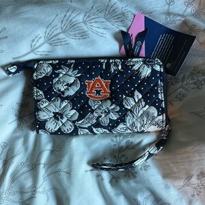 Vera Bradley Auburn University Navy and White Floral Wristlet